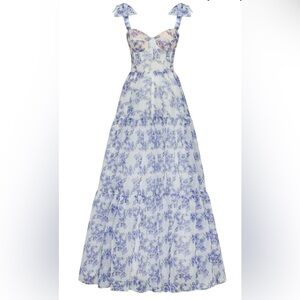 Milla Blue Hydrangea tender tie-strap maxi dress